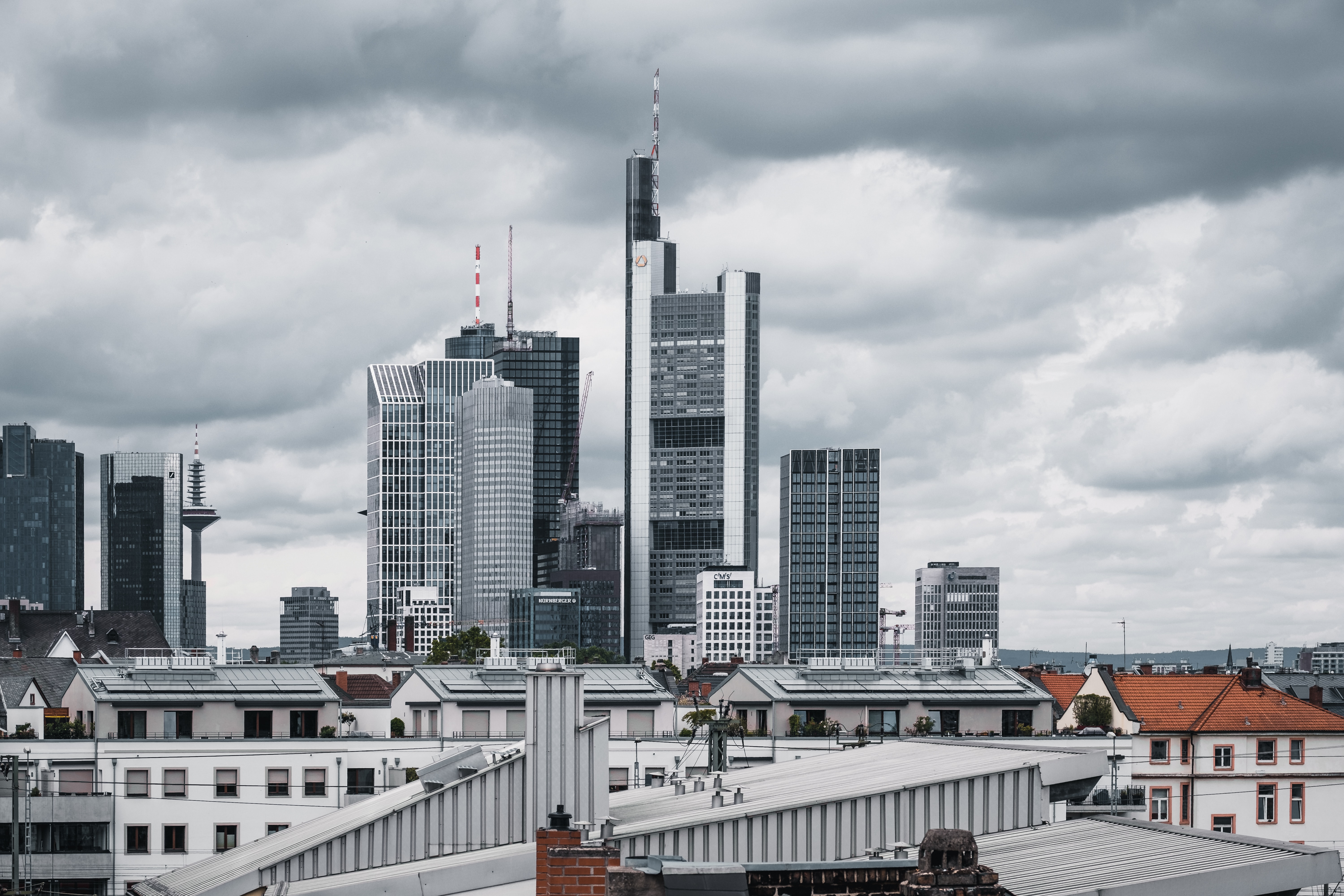 City architecture and a broad urban skyline